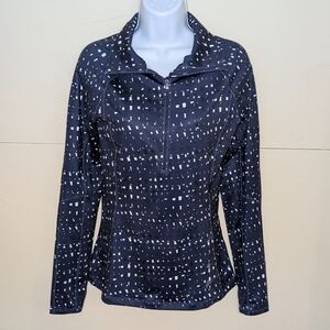 Under Armour ColdGear Performance Quarter Zip Sweatshirt Navy Blue and White